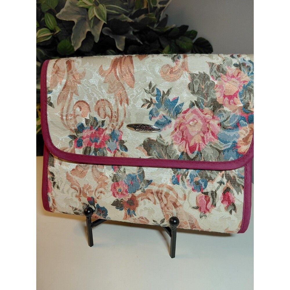 PreZerve Jewelry Organizer Cranberry & Floral 38+ Compartments!